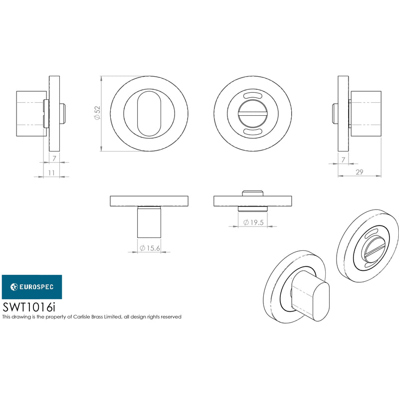 Eurospec - Steelworx SWL Thumbturn - Bright Stainless Steel - SWT1016-IBSS - Choice Handles