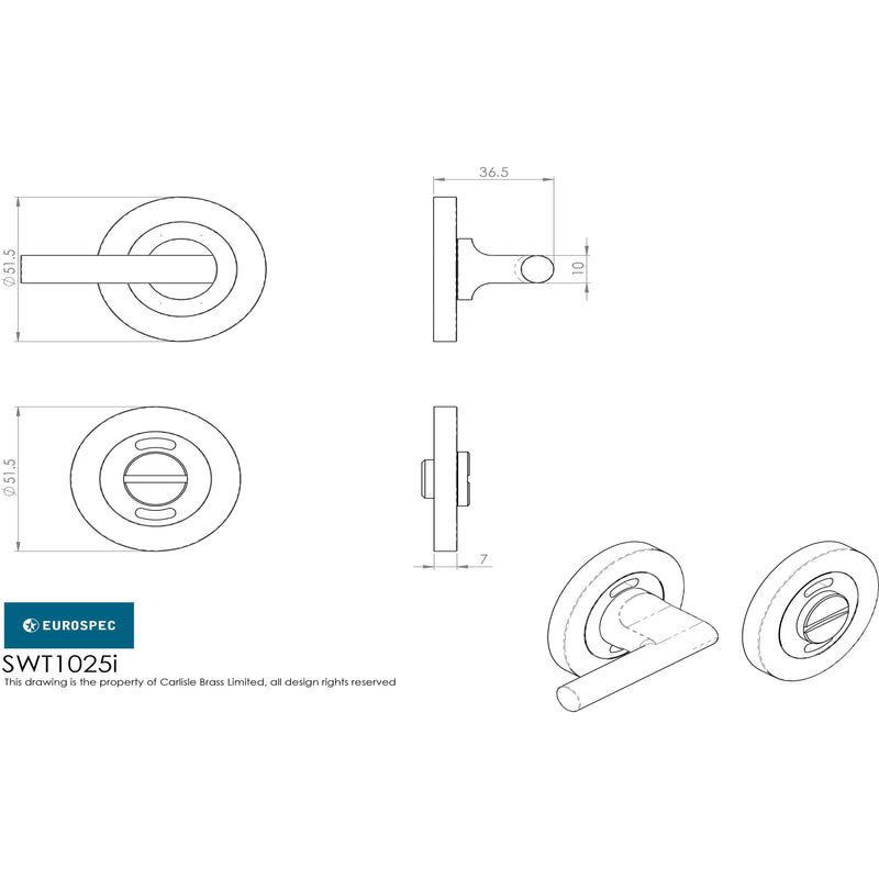 Eurospec - Steelworx SWL Disabled Thumbturn - Bright/Satin Stainless Steel - SWT1025DUO - Choice Handles