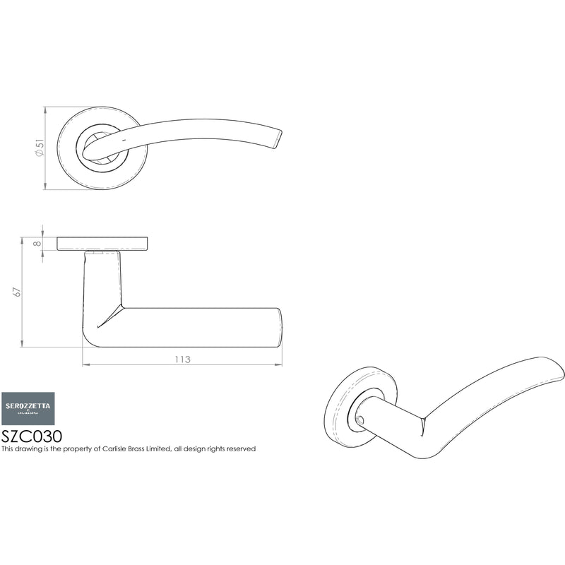 Serozzetta - Tres Lever on Round Rose - Satin Chrome - SZC030SC - Choice Handles