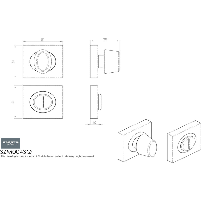 Serozzetta - Serozzetta Square Turn and Release - Polished Chrome - SZM004SQCP - Choice Handles