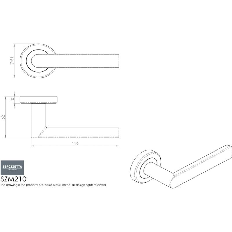 Serozzetta - Edge Lever on Round Rose - Matt Black - SZM210MB - Choice Handles