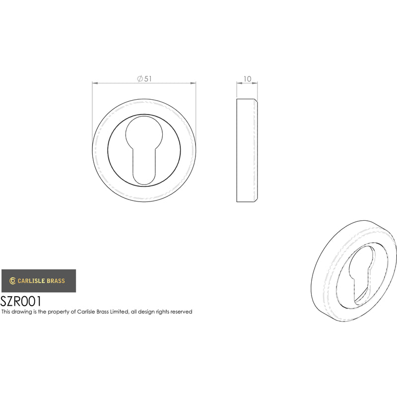 Serozzetta - Serozzetta Euro Profile Escutcheon Satin Nickel - Satin Nickel - SZR001SN - Choice Handles