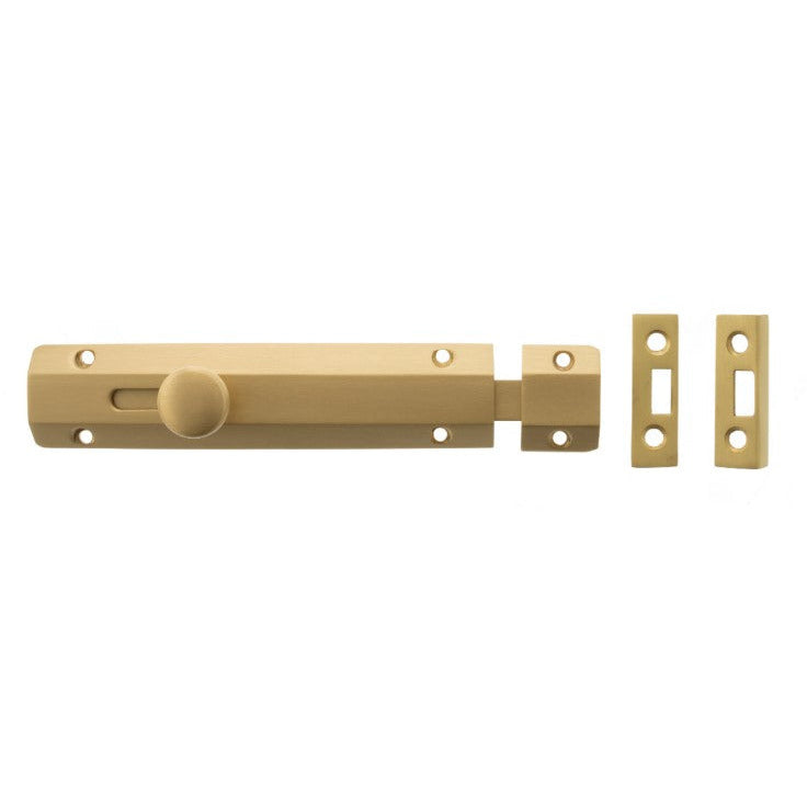 Atlantic Solid Brass Surface Door Bolt 8" - Satin Brass - ASB8SB - Choice Handles