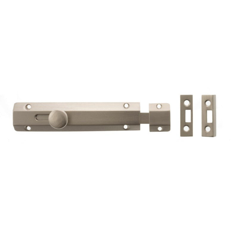 Atlantic Solid Brass Surface Door Bolt 6" - Satin Nickel - ASB6SN - Choice Handles