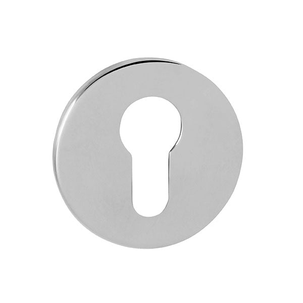 Tupai Rapido 5S Line Euro Escutcheon on 5mm Slimline Round Rose - Bright Polished Chrome (Pair) - TESCER5SPC - Choice Handles