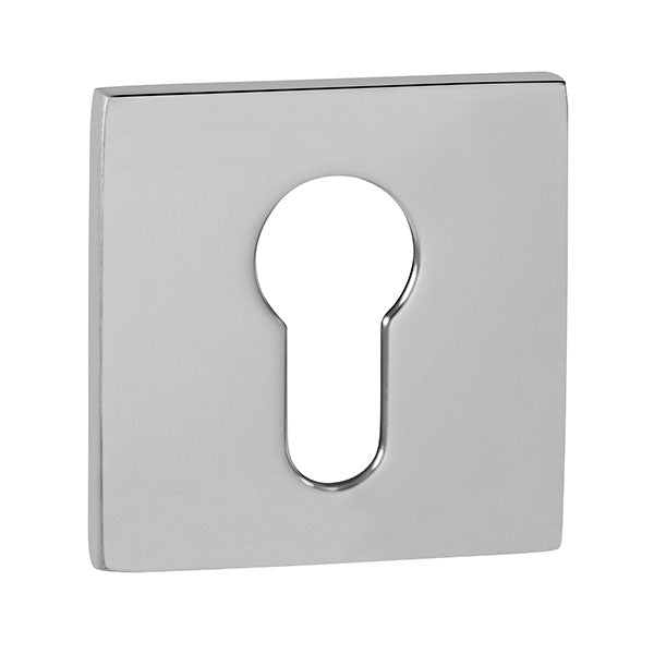 Tupai Rapido 5S Line Euro Escutcheon on 5mm Slimline Square Rose - Bright Polished Chrome (Pair) - TESCES5SPC - Choice Handles