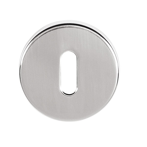 Tupai Rapido CurvaLine Key Escutcheon on Round Rose - Satin Chrome (Pair) - TESCKRSC - Choice Handles