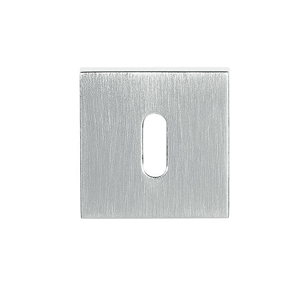 Tupai Rapido Curva/QuadraLine Key Escutcheon on Square Rose - Satin Chrome - TESCKSSC - Choice Handles