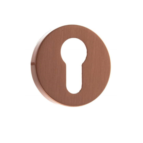 Atlantic Forme Euro Escutcheon on Minimal Round Rose - Urban Satin Copper - FMREUSC - Choice Handles