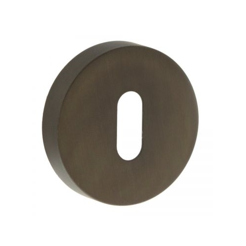 Atlantic Forme Key Escutcheon on Minimal Round Rose - Urban Dark Bronze - FMRKUDB - Choice Handles