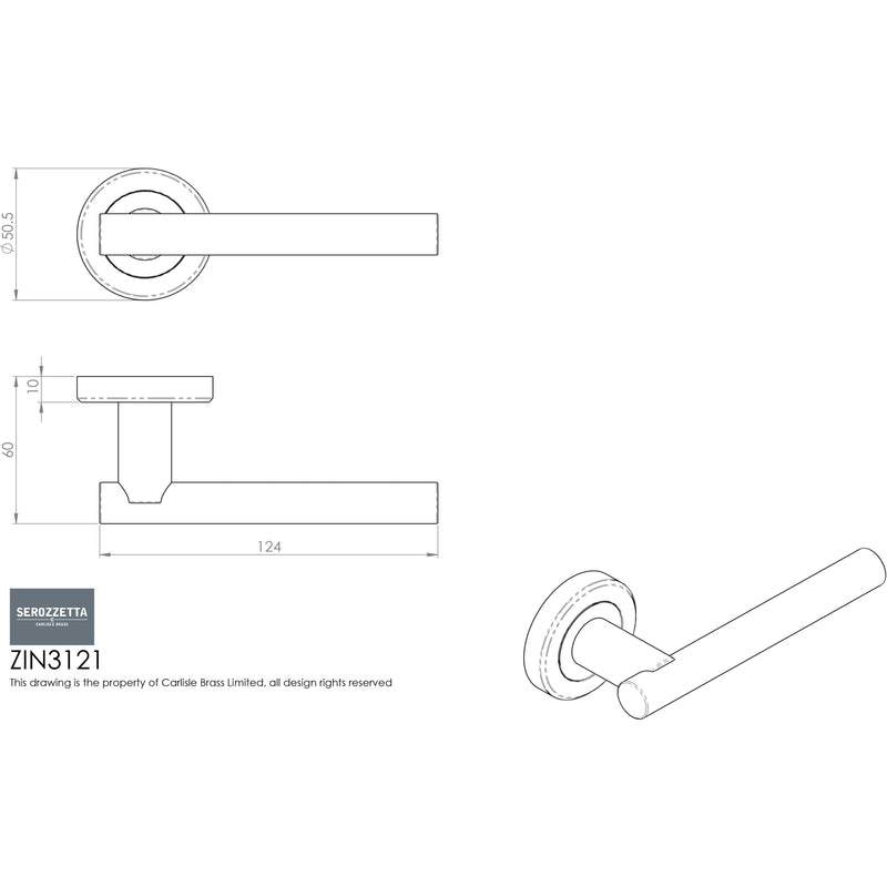 Serozzetta Philadelphia Lever On Concealed Fix Round Rose - Satin Chrome - ZIN3121SC - Choice Handles