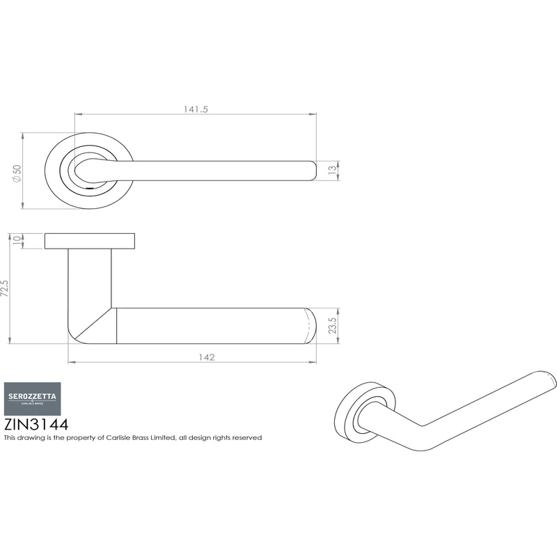 Serozzetta Manon Lever On Round Rose Concealed Fix - Polished Chrome - ZIN3144PC - Choice Handles