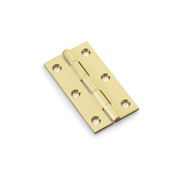 Alexander and Wilks - Heavy Pattern Solid Brass Cabinet Butt Hinge 75mm - Satin Brass - AW075-CH-SB - Choice Handles