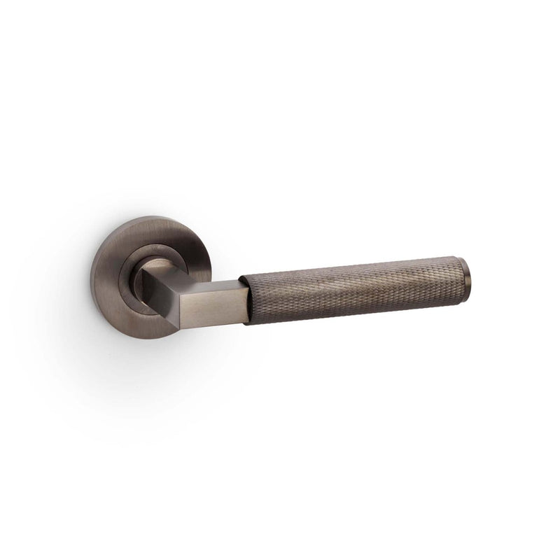 Alexander and Wilks - Hurricane Knurled Lever on Round Rose - Dark Bronze PVD - AW200DBZPVD - Choice Handles