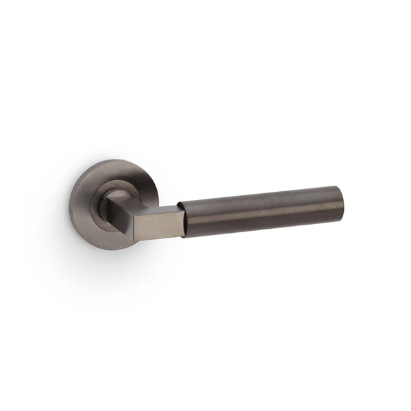 Alexander and Wilks - Hurricane Plain Lever on Round Rose - Dark Bronze PVD - AW201DBZPVD - Choice Handles