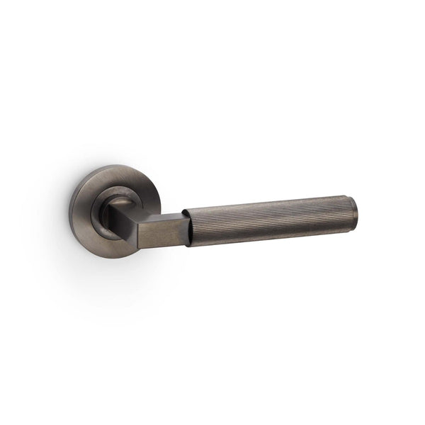 Alexander and Wilks - Hurricane Reeded Lever on Round Rose - Dark Bronze PVD - AW202DBZPVD - Choice Handles