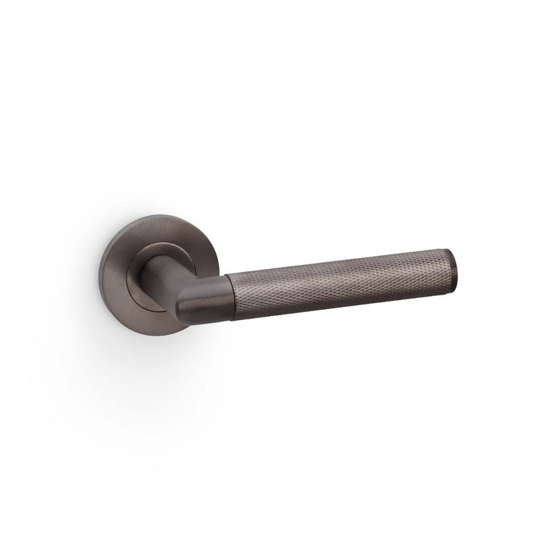 Alexander and Wilks - Harrier Knurled Lever on Round Rose - Dark Bronze PVD - AW210DBZPVD - Choice Handles