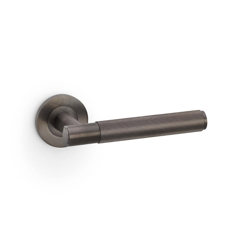 Alexander and Wilks - Spitfire Reeded Lever on Round Rose - Dark Bronze PVD - AW222DBZPVD - Choice Handles