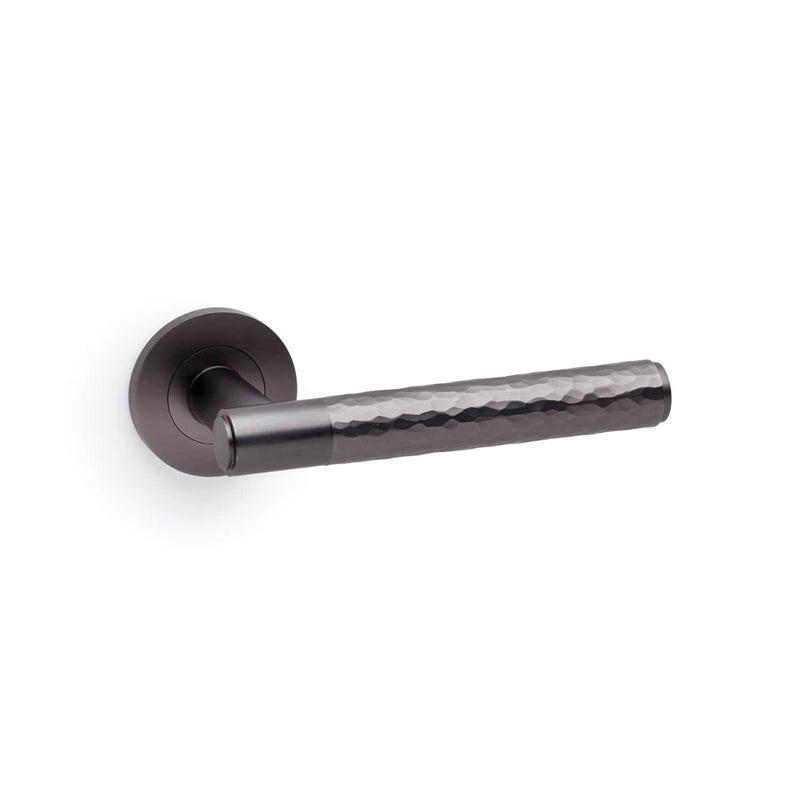 Alexander and Wilks - Spitfire Hammered Lever on Round Rose - Dark Bronze - AW223DBZ - Choice Handles