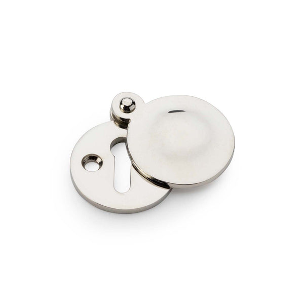 Alexander and Wilks - Standard Key Profile Round Escutcheon with Harris Design Cover - Polished Nickel - AW381-PN - Choice Handles