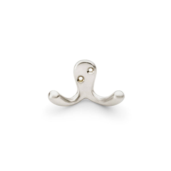 Alexander and Wilks - Victorian Double Robe Hook - Satin Nickel - AW773SN - Choice Handles