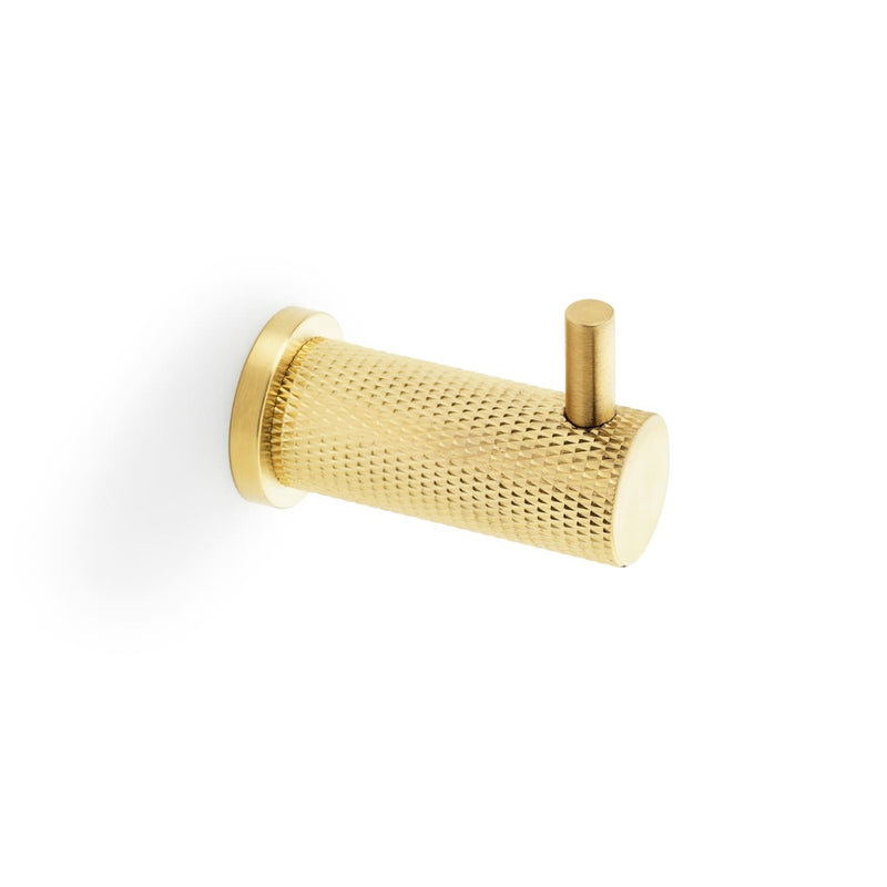 Alexander and Wilks - Brunel Diamond Knurled Coat Hook - Satin Brass PVD - AW775SBPVD - Choice Handles