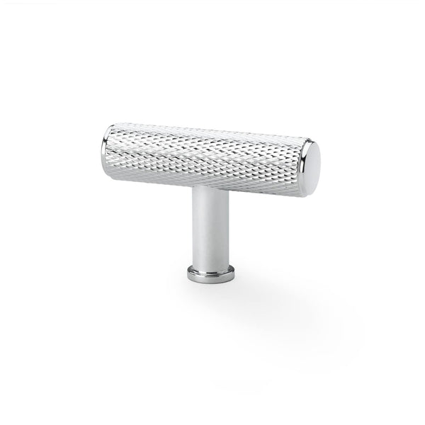 Alexander and Wilks - Crispin Knurled T-bar Cupboard Knob - Polished Chrome - 55mm - AW801-55-PC - Choice Handles