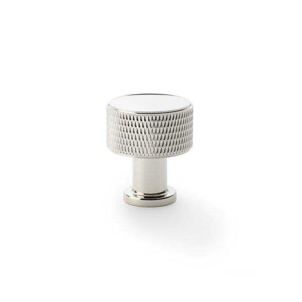 Alexander and Wilks -  Lucia Knurled Cupboard Knob - Polished Nickel - 29mm - AW807K-29-PN - Choice Handles