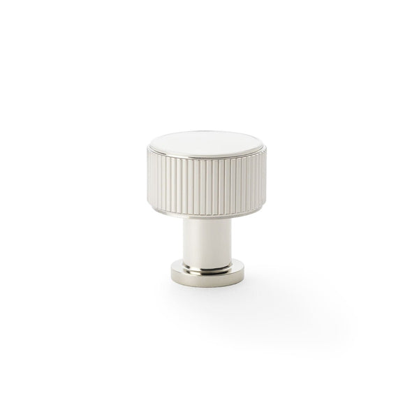 Alexander and Wilks - Lucia Reeded Cupboard Knob - Polished Nickel - 29mm - AW807R-29-PN - Choice Handles