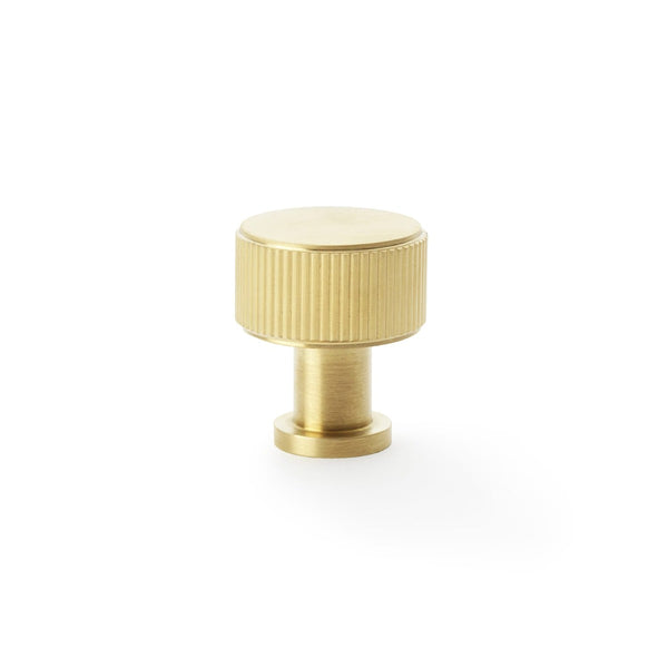 Alexander and Wilks - Lucia Reeded Cupboard Knob - Satin Brass PVD - 29mm - AW807R-29-SBPVD - Choice Handles