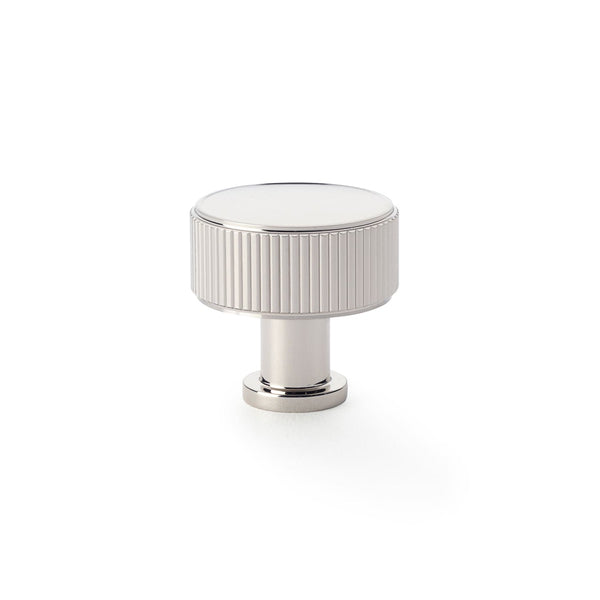 Alexander and Wilks - Lucia Reeded Cupboard Knob - Polished Nickel - 35mm - AW807R-35-PN - Choice Handles