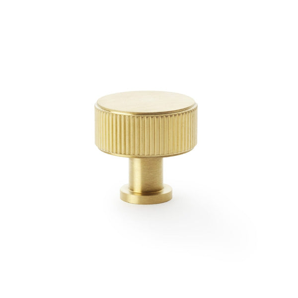 Alexander and Wilks - Lucia Reeded Cupboard Knob - Satin Brass PVD - 35mm - AW807R-35-SBPVD - Choice Handles