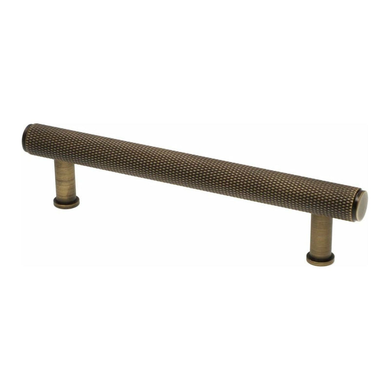 Alexander and Wilks - Crispin Knurled T-bar Cupboard Pull Handle - Antique Brass - 128mm - AW809-128-AB - Choice Handles