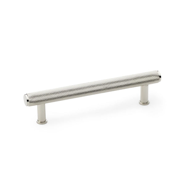 Alexander and Wilks - Crispin Knurled T-bar Cupboard Pull Handle - Polished Nickel - 128mm - AW809-128-PN - Choice Handles