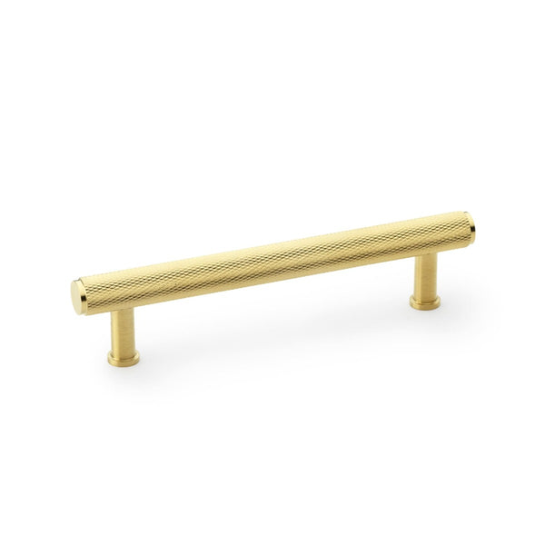 Alexander and Wilks - Crispin Knurled T-bar Cupboard Pull Handle - Satin Brass PVD - 128mm - AW809-128-SBPVD - Choice Handles