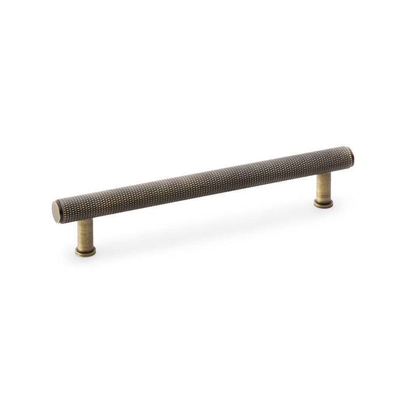 Alexander and Wilks - Crispin Knurled T-bar Cupboard Pull Handle - Antique Brass - 160mm - AW809-160-AB - Choice Handles