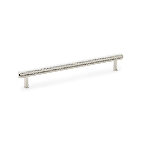 Alexander and Wilks - Crispin Knurled T-bar Cupboard Pull Handle - Polished Nickel - 224mm - AW809-224-PN - Choice Handles