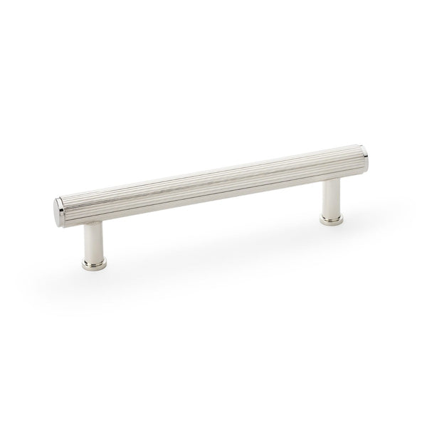 Alexander and Wilks - Crispin Reeded T-bar Cupboard Pull Handle - Polished Nickel - 128mm - AW809R-128-PN - Choice Handles