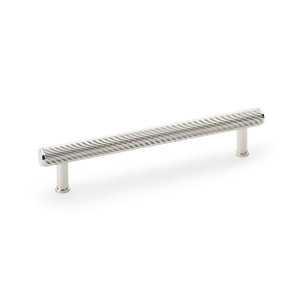 Alexander and Wilks - Crispin Reeded T-bar Cupboard Pull Handle - Polished Nickel - 160mm - AW809R-160-PN - Choice Handles