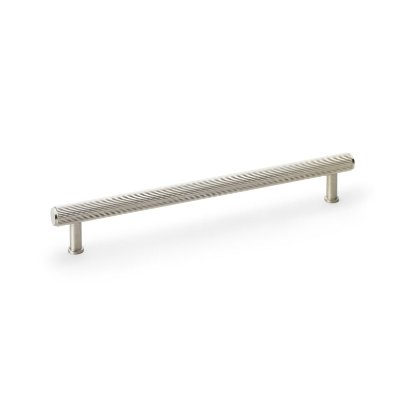 Alexander and Wilks - Crispin Reeded T-bar Cupboard Pull Handle - Satin Nickel - 224mm - AW809R-224-SN - Choice Handles