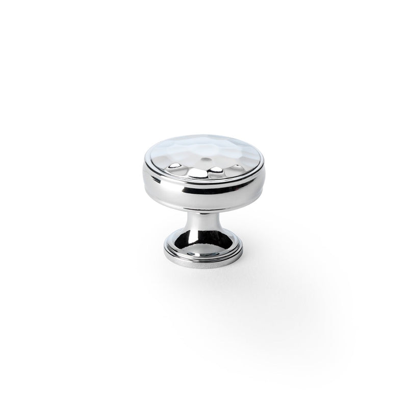 Alexander and Wilks - Lynd Hammered Cupboard Knob - Polished Chrome - 32mm - AW818-32-PC - Choice Handles
