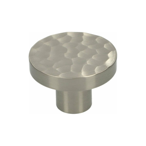 Alexander and Wilks - Hanover Hammered Cupboard Knob - Satin Nickel - 38mm - AW820-38-SN - Choice Handles