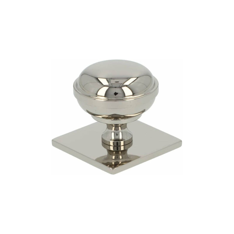 Alexander and Wilks - Quantock Cupboard Knob on Square Plate - Polished Nickel - 34mm - AW826-34-PN - Choice Handles