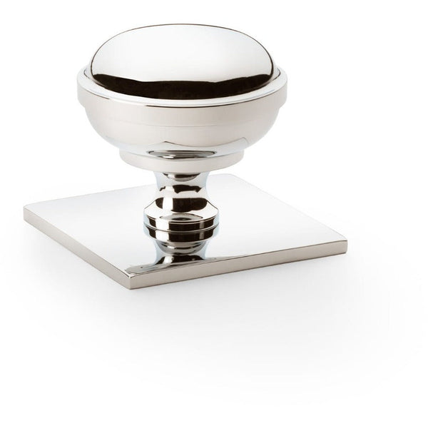 Alexander and Wilks - Quantock Cupboard Knob on Square Backplate - Polished Nickel - 38mm - AW826-38-PN - Choice Handles