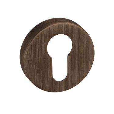 Atlantic Forme Euro Escutcheon on Minimal Round Rose - Urban Bronze - FMREUB - Choice Handles