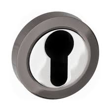 Atlantic STATUS Euro Escutcheon on Round Rose - Black Nickel/Polished Chrome - S3ESCERBNPC - Choice Handles