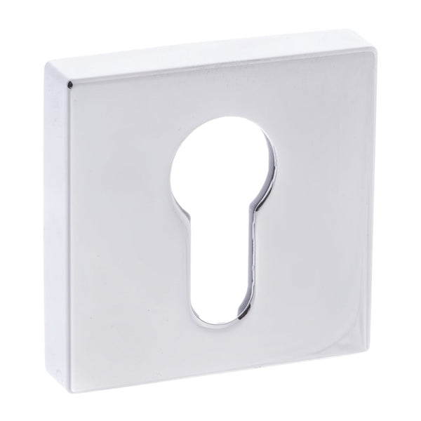 Atlantic Forme Euro Escutcheon on Minimal Square Rose - Polished Chrome - FMSEPC - Choice Handles