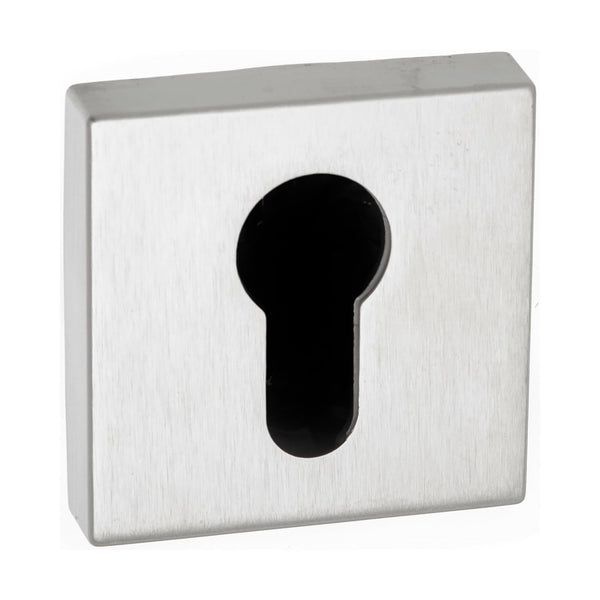 Atlantic Forme Euro Escutcheon on Minimal Square Rose - Satin Chrome - FMSESC - Choice Handles