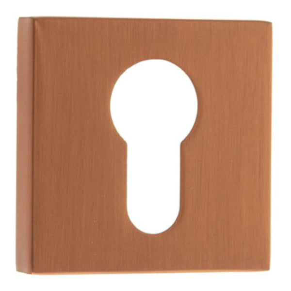 Atlantic Forme Euro Escutcheon on Minimal Square Rose - Urban Satin Copper - FMSEUSC - Choice Handles