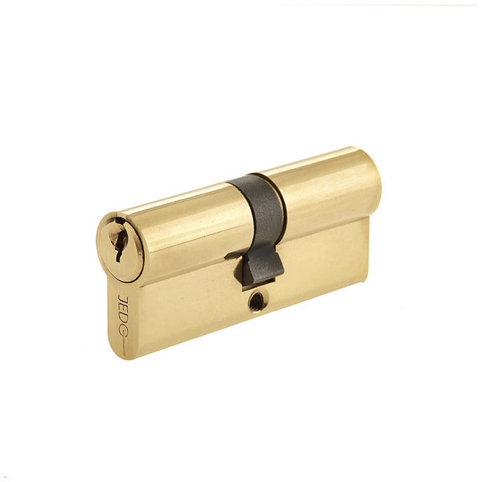 80mm 5 Pin Euro Profile Double Cylinder, Keyed Alike with 3 Keys - Polished Brass - JL-80EPDPB-KA - Choice Handles